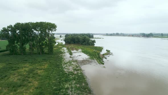 Flood on river Maas / Grevenbicht, Limburg, Netherlands