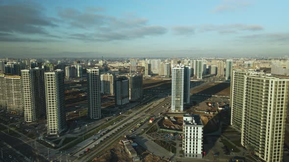 Construction site. Construction of modern multi-storey buildings.