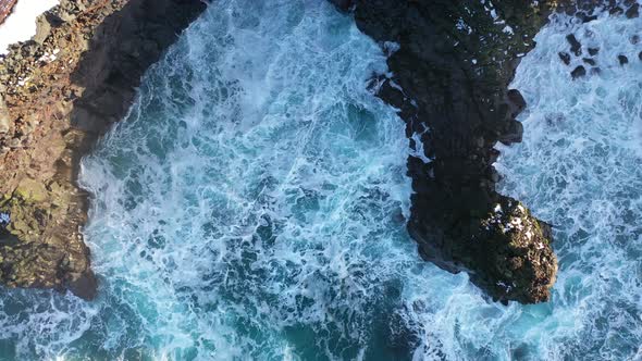 Iceland Waterscape from Top Down Aerial Drone