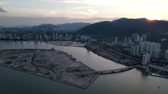 Aerial view tracking reclamation land