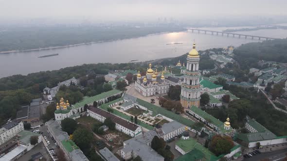 Kyiv, Ukraine Aerial View in Autumn : Kyiv-Pechersk Lavra. Kiev