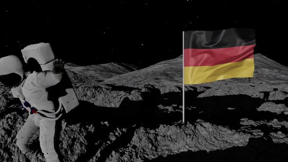 Astronaut Planting Germany Flag on the Moon