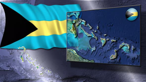 Bahamas Flag And Map Animation