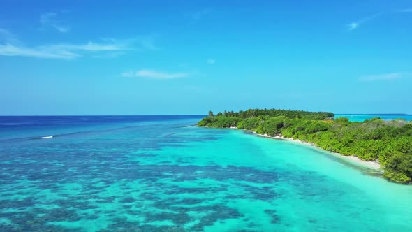 Aerial above texture of paradise seashore beach vacation by blue sea and clean sand background of ad