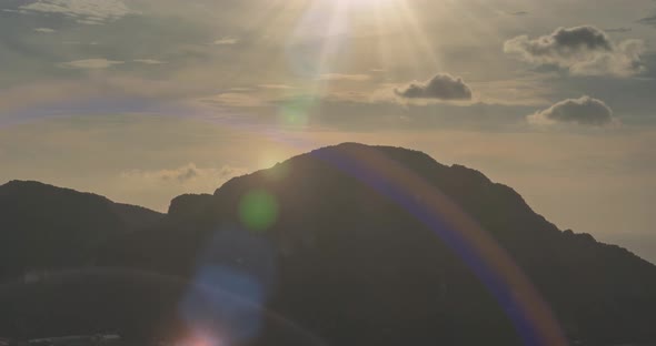 Time Lapse of Day Clouds Over the Wonderful Bay of Phi Phi Island Landscape with Boats