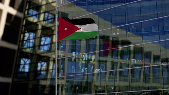 Jordan Flag Waving On A Skyscraper Building