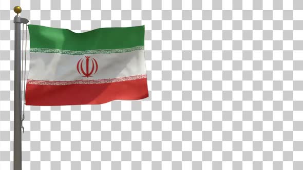 Iran Flag on Flagpole with Alpha Channel - 4K
