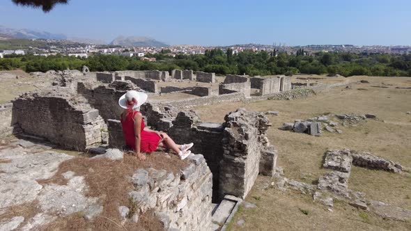 Lady in Roman City Ruins of Salona