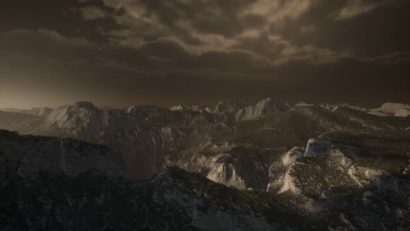 Dramatic Sky Over Steps in a Mountain