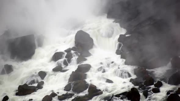 Water rushing through rocks at Niagara Falls.