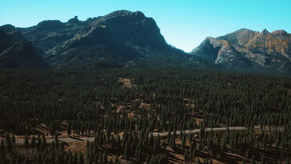 Aerial View of Mountain Road and Forest