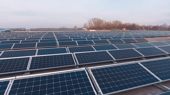 Modern solar power station on roof. 