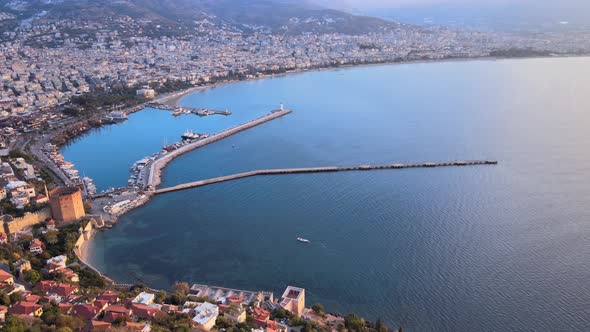 Alanya, Turkey - a Resort Town on the Seashore. Aerial View