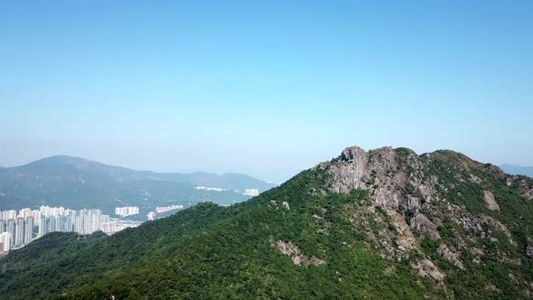 Lion rock mountain and building block in Hong Kong