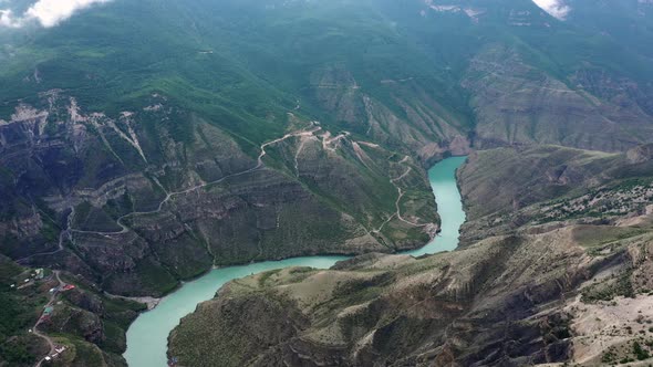 The deepest canyon in the Europe in the valley of the Turquoise river Sulak