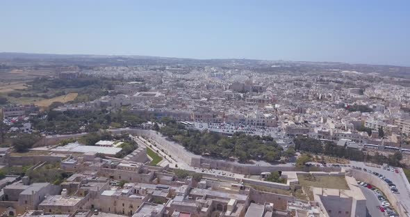 Aerial view of Mdina, a fortified silent city in Malta