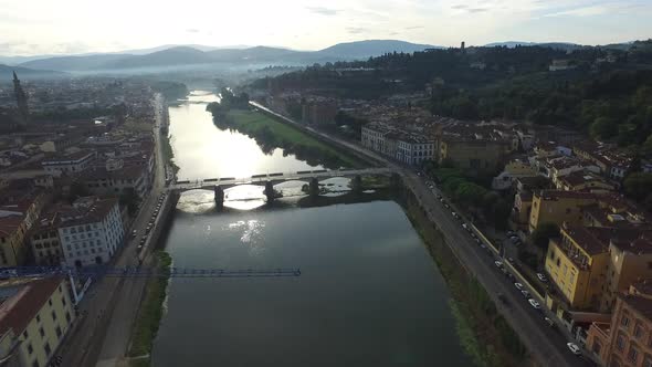 Aerial view of Florence with river