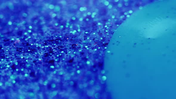 Glitter Water Ink Bubble Floating Blur Blue Sequin