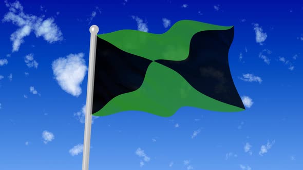 Jamaica Flag Waving In The Sky With Cloud
