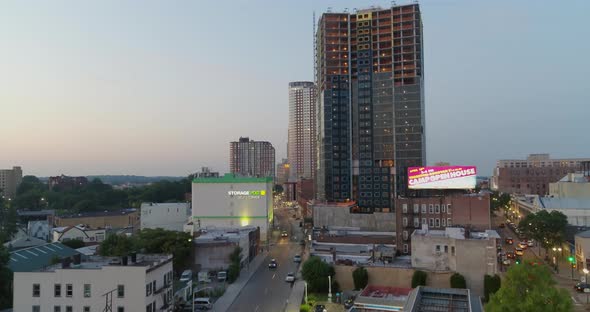 Pedestal Down Shot of New Rochelle and Building Under Construction