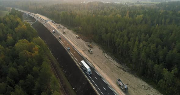 Road Construction Site Building a New Highway Aerial View