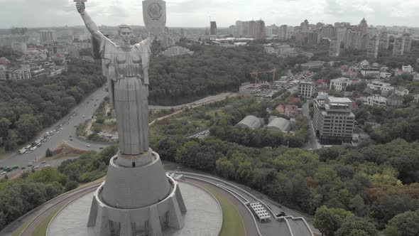 Aerial View of the Motherland Monument in Kyiv, Ukraine