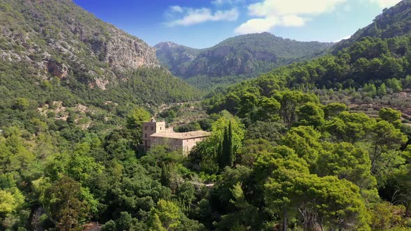 Aerial Drone Video Footage of Valdemossa Town, Mallorca