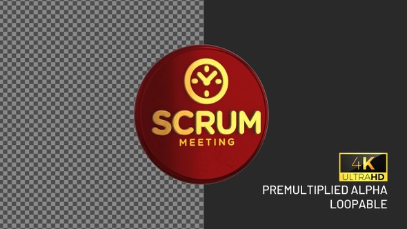 Scrum Meeting Rotating Looping Badge with Alpha Channel