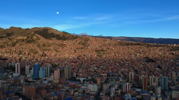 Vast Aerial Landscape around Mountainous Region of La Paz, Bolivia - Drone Footage.