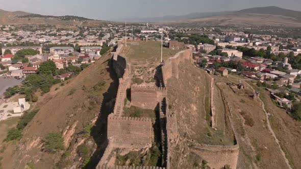 Georgian Flag Over Walls Of Gori Fortress