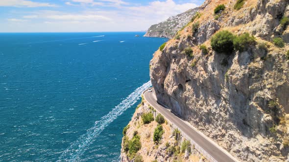 Amazing Aerial View of Beautiful Amalfi Coast in Summer Season Italy