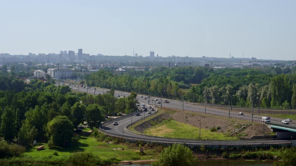 Top View at Road Traffic Cars at Summer