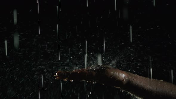 Athletic Blond Woman Working Out In The Rain