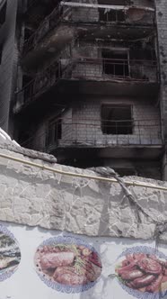 Vertical Video of a House Destroyed By the War in Ukraine