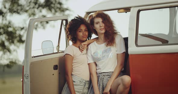 Amazing Girls African and Redhead with Curly Hair