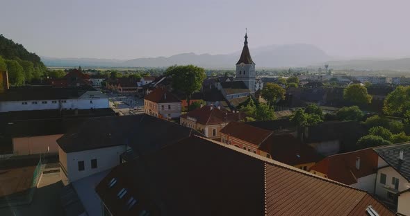 Aerial Panorama Of The Rasnov City