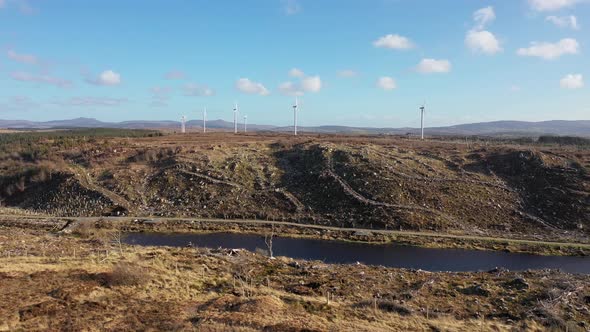 Aerial View of Bonny Glen and the Loughderryduff Windfarm Between Ardara and Portnoo in County