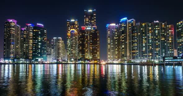 Busan Marina City Skyscrapers Illluminated in Night