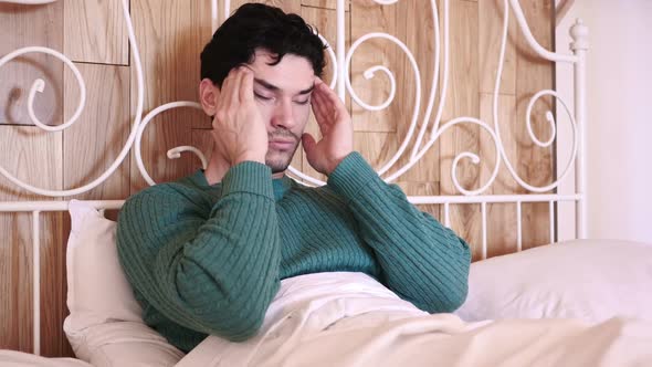 Tension and Headache Frustrated Man with Stress of Work