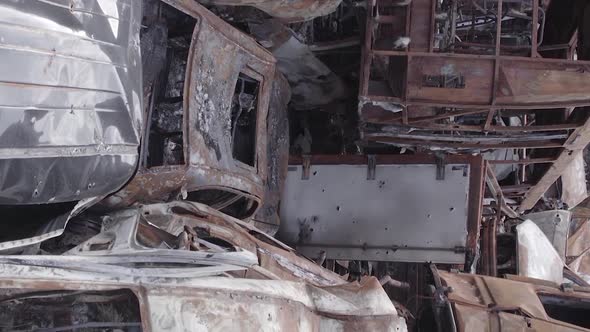 Vertical Video of the Consequences of the War in Ukraine  Destroyed Cars