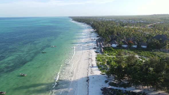 Aerial View of the Indian Ocean Near the Shore of the Island of Zanzibar Tanzania Slow Motion