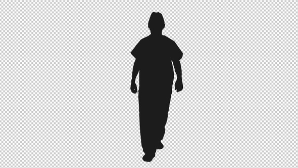 Black and White Silhouette of Walking Man, Alpha Channel alt