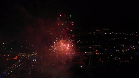 Fireworks in the Night Sky, Aerial View