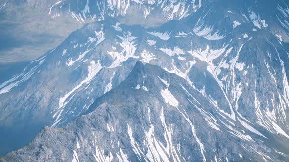 Aerial View Landscape of Mountais with Snow Covered