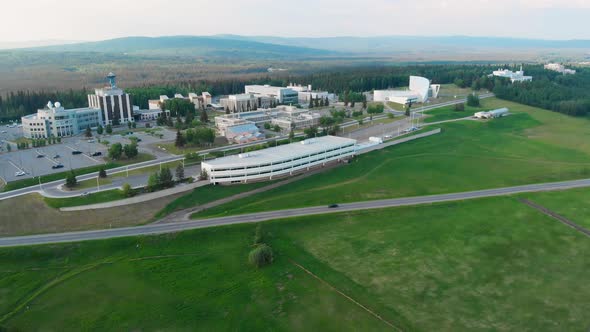 4K Drone Video of AK-Fairbanks-2022-University-Park Village along the Nenana River on the George Par