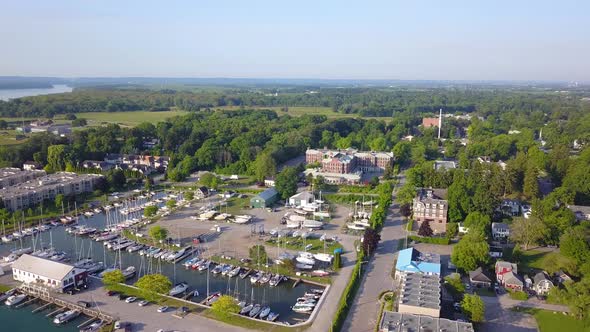 Aerial view of the harbour in the gorgeous small town of Niagara-on-the-Lake, Ontario.