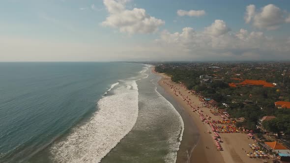 Aerial View Beautiful Beach Bali Kuta