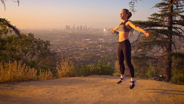 Fit Woman Jogging Los Angeles Slow-Motion