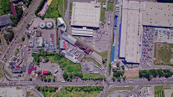 Aerial Footage of Busy Traffic at a Junction in the City Centre