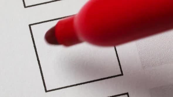 Close up of red tick placed on a ballot